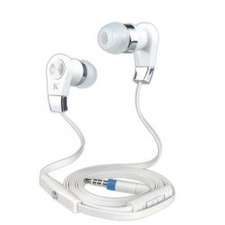 KIK 999 Stereo Earphone Headset with Mic and Volume Control (999 White)